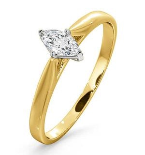 Certified Marquise 18K Gold Diamond Engagement Ring 0.25CT-G-H/SI