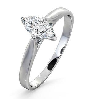 Engagement Ring Certified Diamond 0.50CT H/SI Marquise 18K White Gold