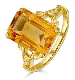 Citrine 14 x 10mm And 9K Gold Ring