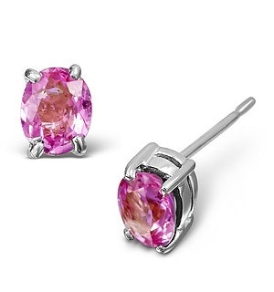 Pink Sapphire 0.45ct 9K White Gold Earrings