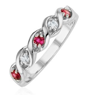 Ruby 0.20ct And Diamond 18K White Gold Ring