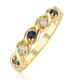 Sapphire 2.25 x 2.25mm And Diamond 9K Gold Ring
