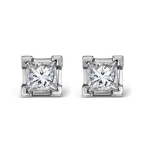 18K White Gold Princess Diamond Earrings - 0.66CT - H/SI - 3.8mm