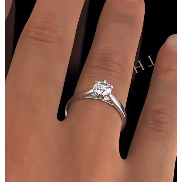Certified 0.90CT Chloe Low Platinum Engagement Ring E/VS1 - Image 4