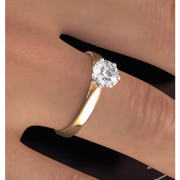 Certified 1.00CT Chloe Low 18K Gold Engagement Ring E/VS2 - Image 4