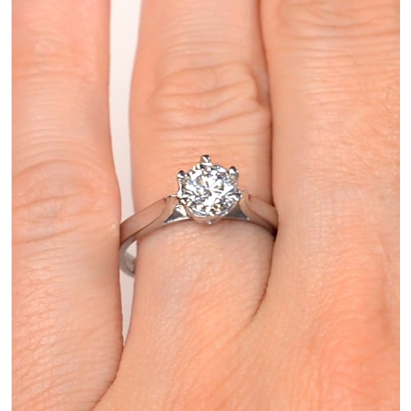 Certified 1.00CT Chloe Low Platinum Engagement Ring E/VS2 - Image 4