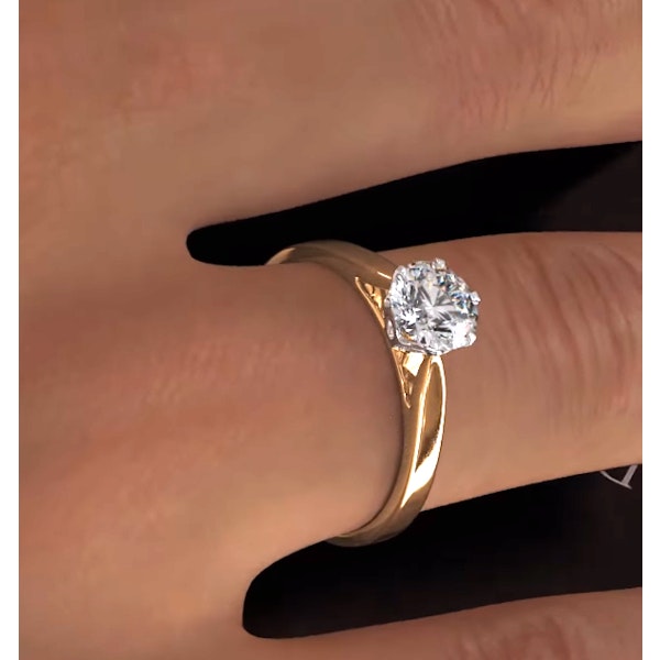 Certified 1.00CT Chloe Low 18K Gold Engagement Ring G/SI1 - Image 4