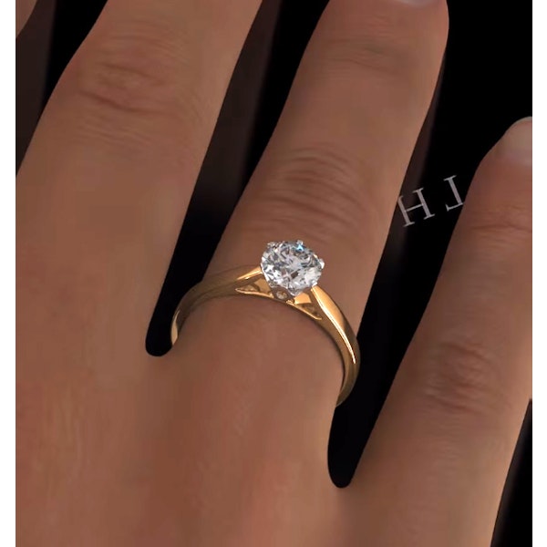 Certified 1.00CT Chloe Low 18K Gold Engagement Ring G/SI2 - Image 4