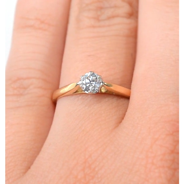 Certified Low Set Chloe 18K Gold Diamond Engagement Ring 0.33CT-G-H/SI - Image 4
