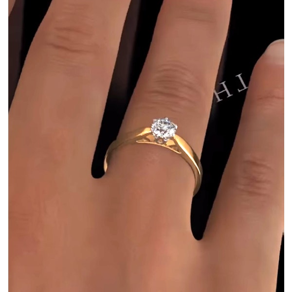 Certified 0.50CT Chloe Low 18K Gold Engagement Ring E/VS1 - Image 4