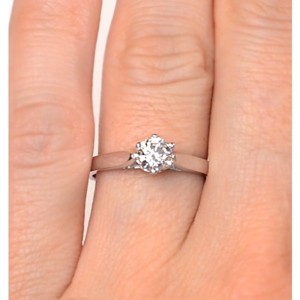 Certified 0.50CT Chloe Low Platinum Engagement Ring E/VS1 - Image 4