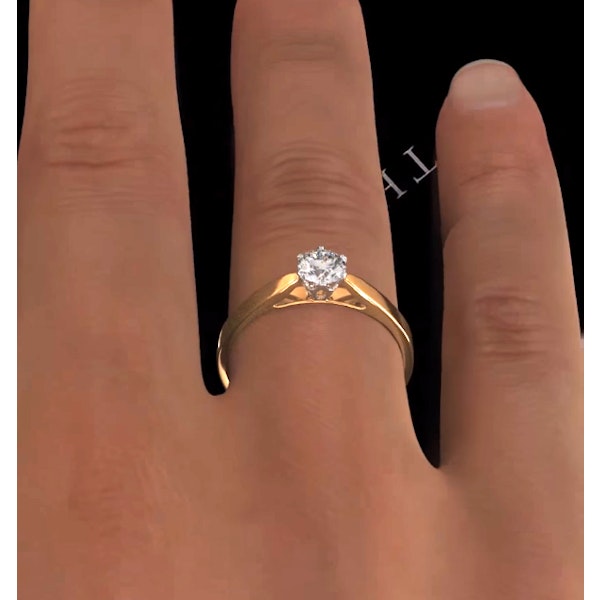 Certified 0.50CT Chloe Low 18K Gold Engagement Ring E/VS2 - Image 4