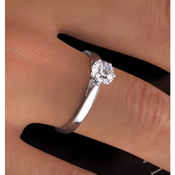 Certified 0.70CT Chloe Low Platinum Engagement Ring E/VS1 - Image 4