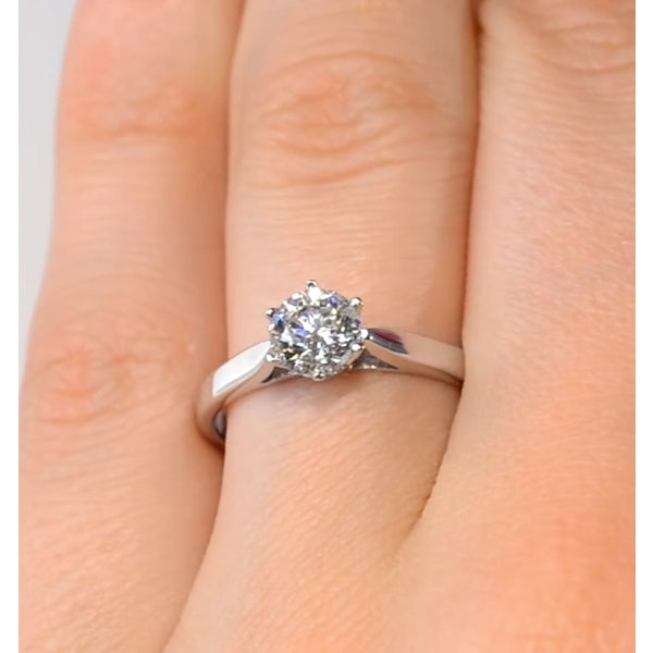 Certified 0.70CT Chloe Low 18K White Gold Engagement Ring E/VS1 - Image 4