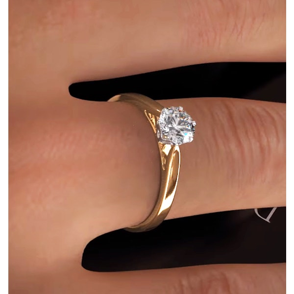 Certified 0.70CT Chloe Low 18K Gold Engagement Ring E/VS2 - Image 4
