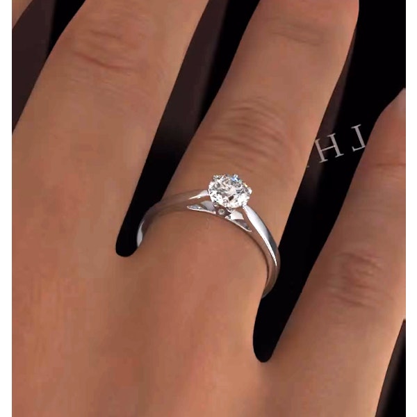 Certified 0.70CT Chloe Low 18K White Gold Engagement Ring E/VS2 - Image 4
