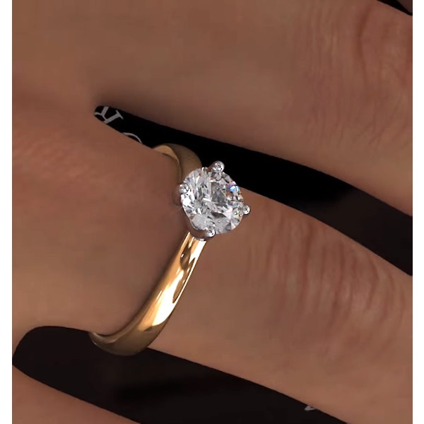 Certified 0.90CT Lily 18K Gold Engagement Ring E/VS1 - Image 4