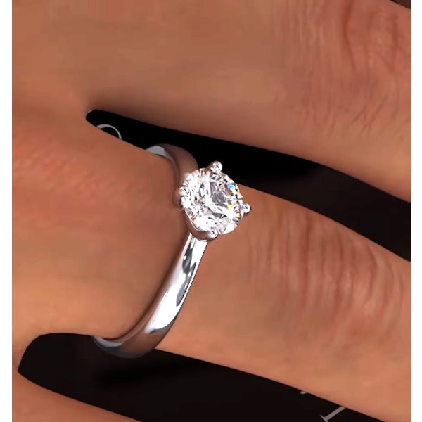 Certified 0.90CT Lily 18K White Gold Engagement Ring E/VS2 - Image 4