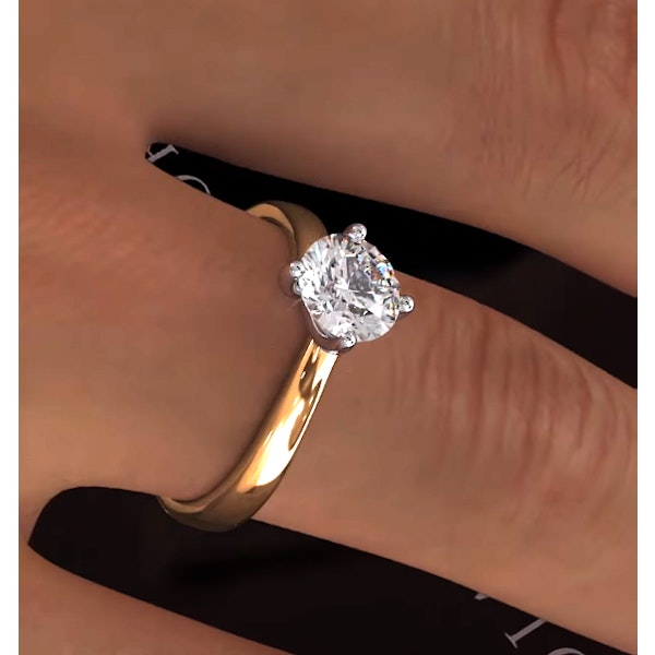 Certified 1.00CT Lily 18K Gold Engagement Ring E/VS1 - Image 4