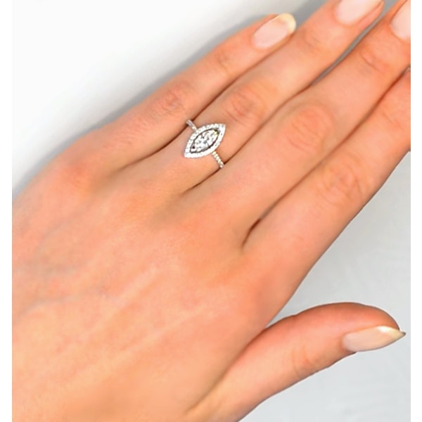 Halo Engagement Ring Ella 0.84ct G/VS Marquise Diamond 18K White Gold - Image 4
