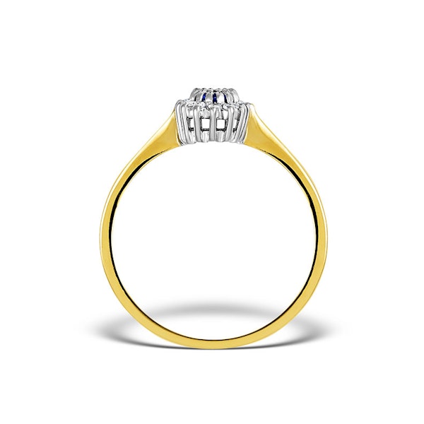 Sapphire 5 x 3mm And Diamond 18K Gold Ring FET29-U SIZES J K L N Q - Image 2