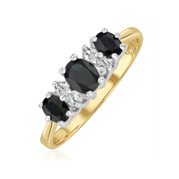 Sapphire 1.00ct And Diamond 9K Gold Ring - Image 1