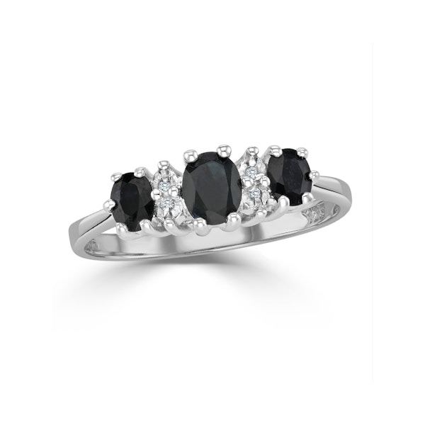 Sapphire 1.00ct And Diamond 9K White Gold Ring - Image 2