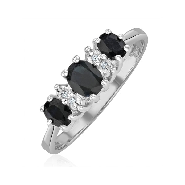 Sapphire 1.00ct And Diamond 9K White Gold Ring - Image 1