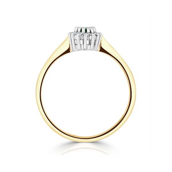 Emerald 5 x 3mm And Diamond 9K Gold Ring - Image 3