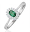 Emerald 5 x 3mm And Diamond 9K White Gold Ring  A4450 - image 1
