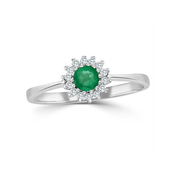 Emerald 3.5 x 3.5mm And Diamond 9K White Gold Ring SIZES J N - Image 2
