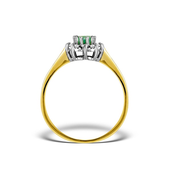 Emerald 5 x 3mm And Diamond 18K Gold Ring FET33-G SIZE H - Image 2