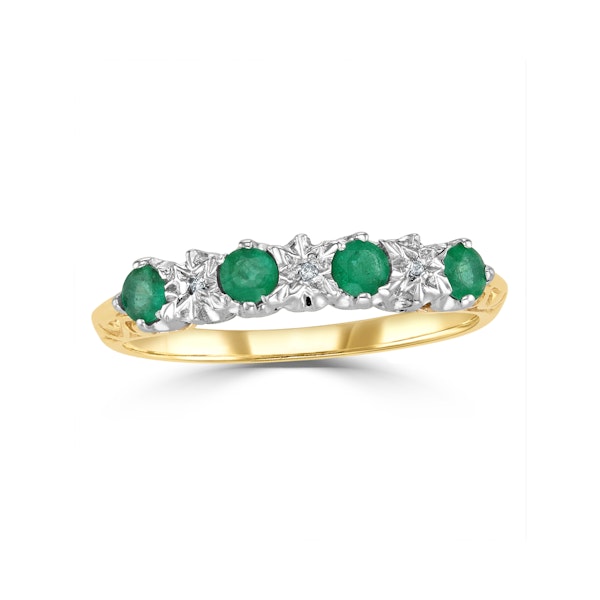 Emerald 0.28ct And Diamond 9K Gold Ring - Image 2