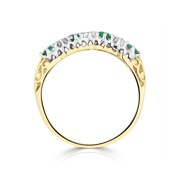 Emerald 0.28ct And Diamond 9K Gold Ring - Image 3