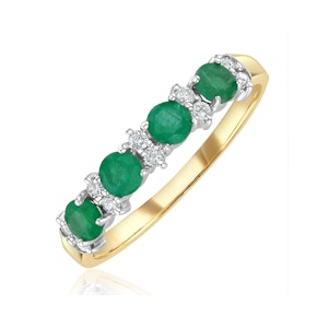 Emerald 0.60ct And Diamond 9K Gold Ring