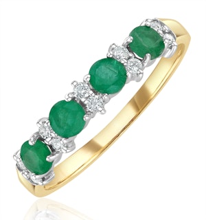 Emerald 0.60ct And Diamond 9K Gold Ring