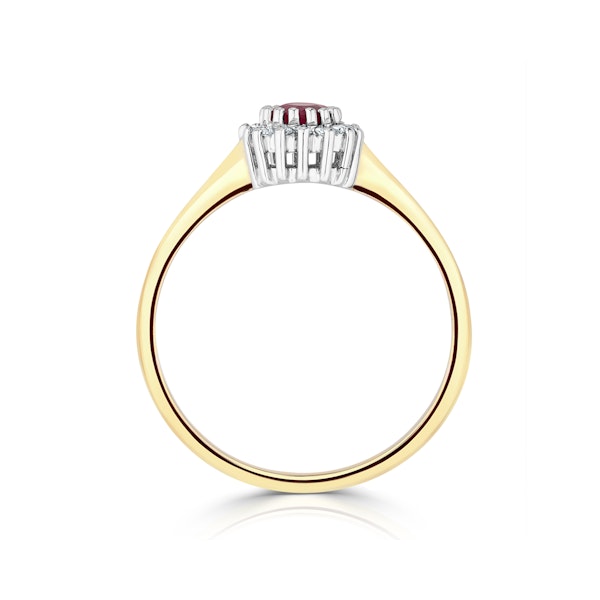 Ruby 3.5 x 3.5mm And Diamond 9K Gold Ring - Image 3