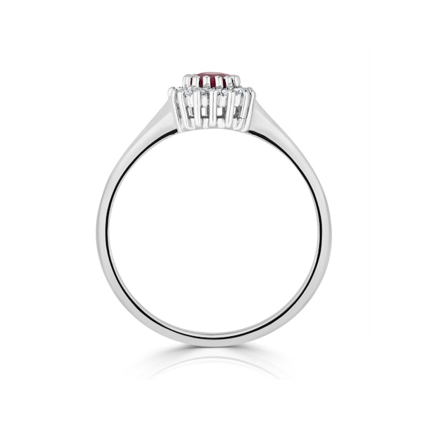 Ruby 3.5 x 3.5mm And Diamond 9K White Gold Ring - Image 3
