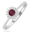 Ruby 3.5 x 3.5mm And Diamond 9K White Gold Ring - image 1