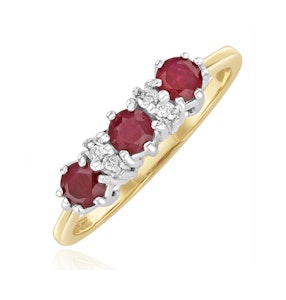Ruby 0.58ct And Diamond 9K Gold Ring A3399