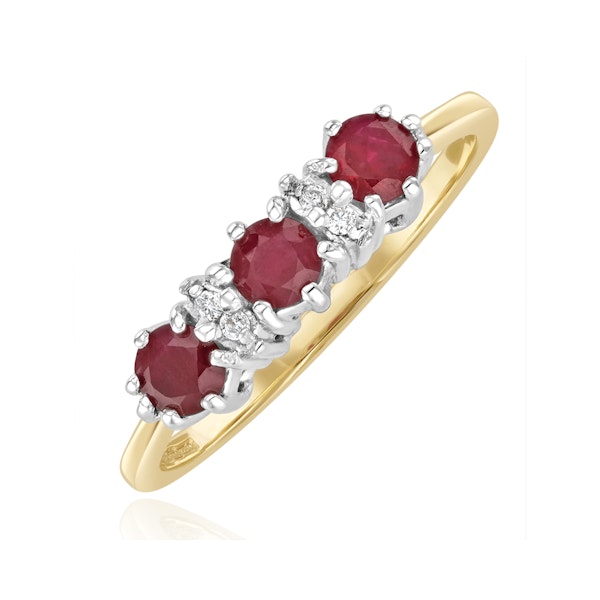 Ruby 0.58ct And Diamond 9K Gold Ring A3399 - Image 1