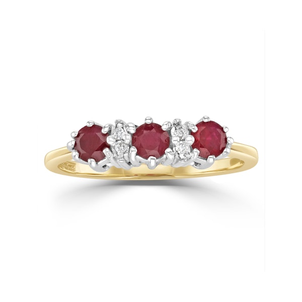 Ruby 0.58ct And Diamond 9K Gold Ring A3399 - Image 2