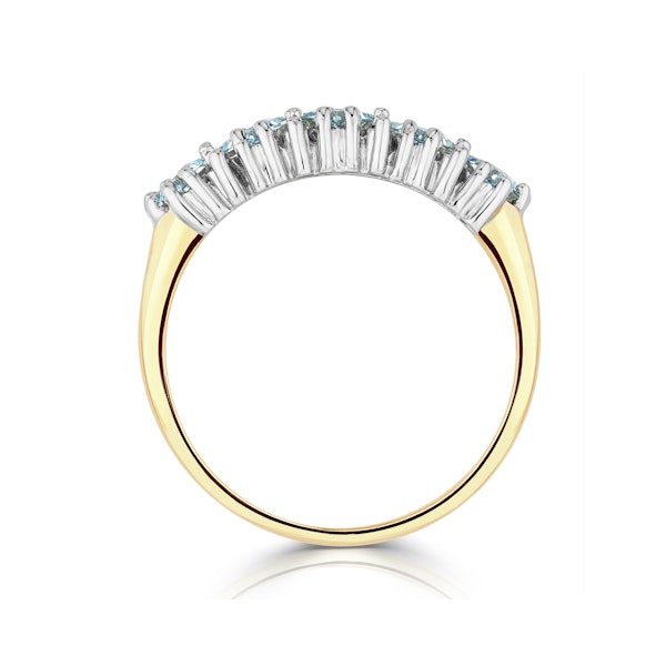 Blue Topaz 3mm And Diamond 9K Yellow Gold Ring - Image 3