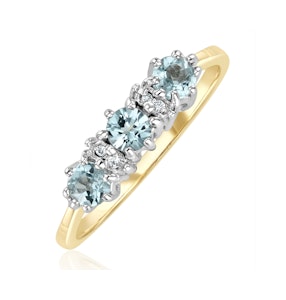 Blue Topaz 0.50CT And Diamond 9K Yellow Gold Ring
