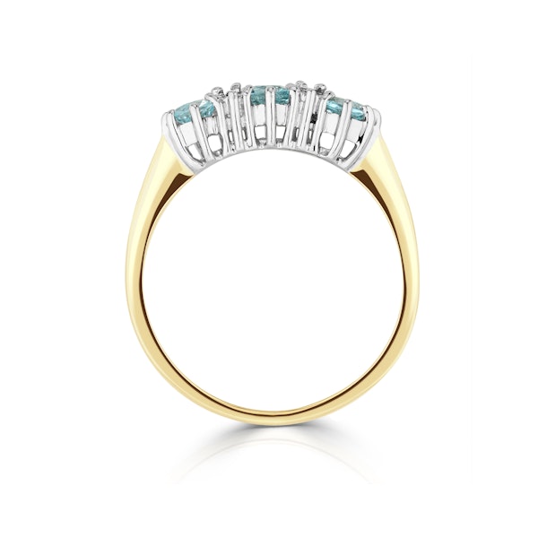Blue Topaz 0.50CT And Diamond 9K Yellow Gold Ring - Image 4