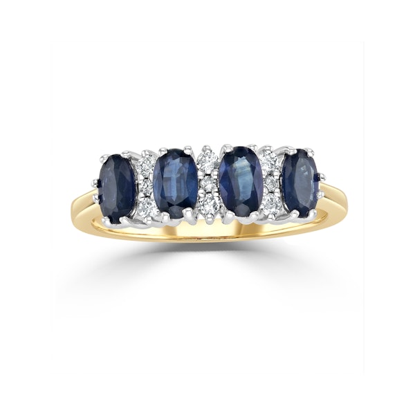 Sapphire 5 x 3mm And Diamond 9K Gold Ring - Image 2