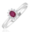 Ruby 4 x 3mm And Diamond 9K White Gold Ring - image 1