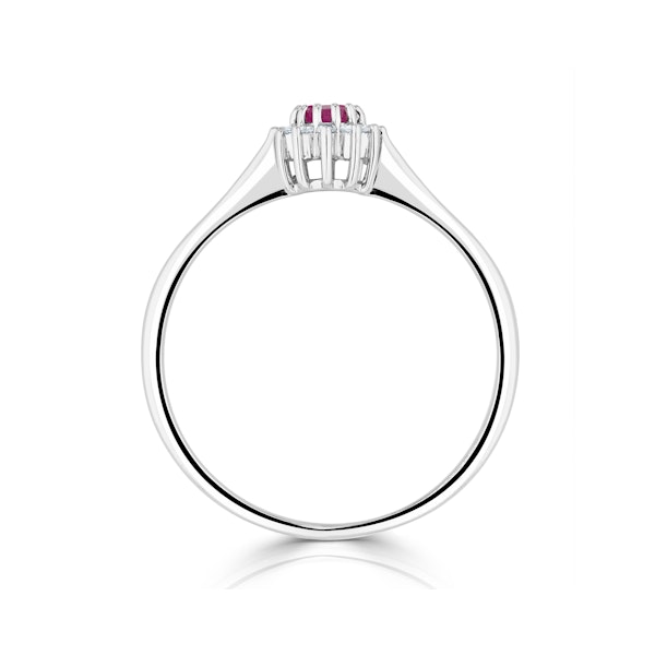 Ruby 4 x 3mm And Diamond 9K White Gold Ring - Image 3