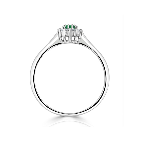 Emerald 4 x 3mm And Diamond 9K White Gold Ring - Image 3
