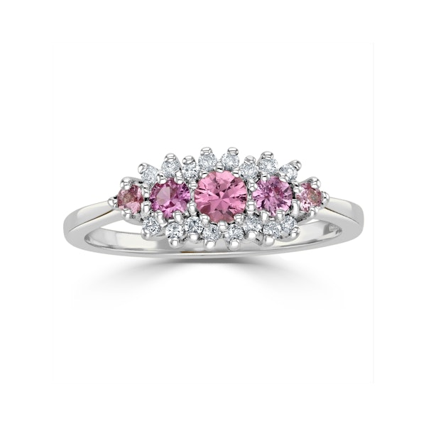 Pink Sapphire and 0.12ct Diamond Ring 9K White Gold - Image 3